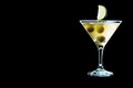 Dirty martini in a glass.