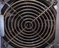 Dirty metal lattice of the fan, computer, close-up Royalty Free Stock Photo