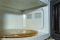 Dirty microwave oven. With burnt paint on the walls and traces of grease Royalty Free Stock Photo