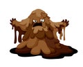 Dirty monster from the sewer system, scary smelly poo, lord of the garbage dump, chocolate with palm fat