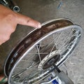 Dirty motorcycle wheels