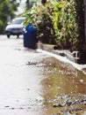 Dirty muddy dirt and toxic water resting after flooding in town