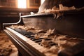 Dirty music background with piano and sepia Royalty Free Stock Photo