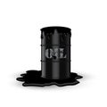 Dirty oil barrel with oil stain. Vector ecology illustration. Royalty Free Stock Photo