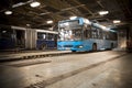 Dirty, oily bus garage inspection pit Royalty Free Stock Photo