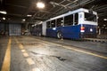 Dirty, oily bus garage inspection pit Royalty Free Stock Photo