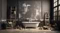 Dirty old bathroom in need of renovation, to renovate and modernize. Royalty Free Stock Photo