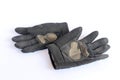 Dirty old black gloves Royalty Free Stock Photo