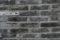 Dirty old curved brick wall. Background of white and black brick after a fire, scratched and old wall Royalty Free Stock Photo