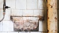 Dirty old and dusty toilet in a public abandoned building. Ruined hygiene room Royalty Free Stock Photo