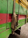 dirty old rope details and a dirty old canvas covered truck on a truck for transport. truck belt, safety