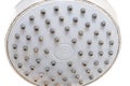 Dirty old shower head close up with limescale and calcified, rusty shower tray and mould tiles on background, cleaning Royalty Free Stock Photo