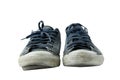 Dirty old sneakers on a white background and clipping path Royalty Free Stock Photo