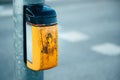 Dirty old traffic light push button on pedestrian crossing Royalty Free Stock Photo