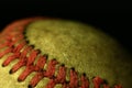 Dirty, old baseball on a black background. Royalty Free Stock Photo