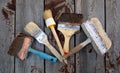 Dirty paintbrushes on background Royalty Free Stock Photo