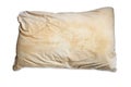 Dirty pillow isolated on white background, are a source of germs