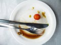 Dirty plate finished lunch meal Sao Paulo Brazil