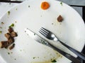 Dirty plate finished lunch meal Sao Paulo Brazil