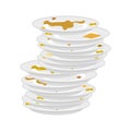 Dirty plates stack isolated. unclean dishes. Vector illustration Royalty Free Stock Photo