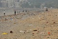 Dirty polluted beach in Mumbai, India