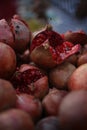 Dirty Pomegranate selling on the road. Royalty Free Stock Photo