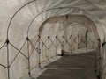 Dirty retractable Industrial Tunnel walkway shade and wet protector from rain for outdoor walkway