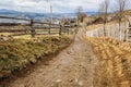 Dirty road in Carpathian village Royalty Free Stock Photo