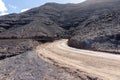 Dirty road leading to Cofete beach in Fuerteventura. Canary Islands Royalty Free Stock Photo