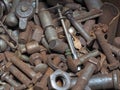 Dirty and rusty nuts and bolts close-up. Royalty Free Stock Photo