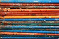 Dirty rusty steel pipes with flaking paint Royalty Free Stock Photo