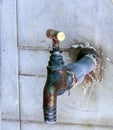 Dirty and rusty water tap. Royalty Free Stock Photo