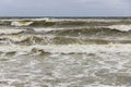 Dirty sea waves hitting the beach Royalty Free Stock Photo