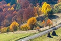 Dirty secondary road in autumn Carpathian mountain, Ukraine