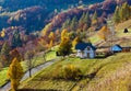 Dirty secondary road in autumn Carpathian mountain, Ukraine