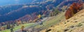 Dirty secondary road in autumn Carpathian mountain, Ukraine