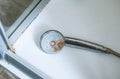 Dirty shower head with limescale Royalty Free Stock Photo