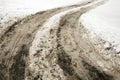 dirty snow on the road Royalty Free Stock Photo