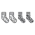 Dirty Socks Line And Glyph Icon, Laundry And Wardrobe, Smelly Socks Sign, Vector Graphics, A Linear Pattern On A White