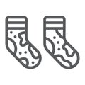 Dirty socks line icon, laundry and wardrobe, smelly socks sign, vector graphics, a linear pattern on a white background.