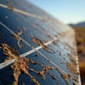 Dirty Solar Panel Close-Up Highlighting Maintenance Needs, generative ai Royalty Free Stock Photo