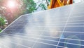 Dirty solarcell panels with the strong sun light Royalty Free Stock Photo