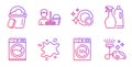 Dirty spot, Sponge and Cleaning service icons set. Washing machine, Clean dishes and Dryer machine signs. Vector