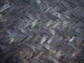 Dirty straw woven mat and reed mat weave pattern background black texture Royalty Free Stock Photo