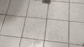 Dirty tile floor in the bathroom of cheap hostel or student dormitory. Royalty Free Stock Photo