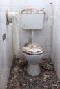 Dirty toilets in old abandoned home