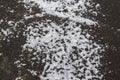 Dirty tracks of snow on asphalt on a small german road Royalty Free Stock Photo