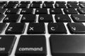 Dirty unclean black computer keyboard with white hair and dust