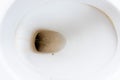 Dirty unhygienic toilet bowl with limescale stain at public restroom close up Royalty Free Stock Photo