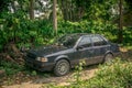 dirty and unkempt car in the garden